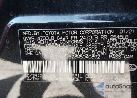 2021 Lexus Is 350 F Sport z USA, uszkodzony, nr VIN JTHGZ1B28M5040892